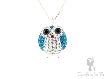 PEND OWL- Blue Zircon